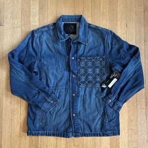 PRPS Logo Sabea Snap Front Denim Shirt Indigo Men Size Large New